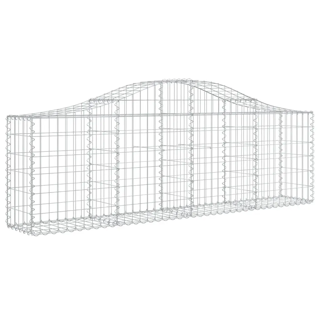 Arched Gabion Baskets Decorative Garden Retaining Wall 200 x 30 x 60/80 cm Silver Galvanised Iron 4 Piece