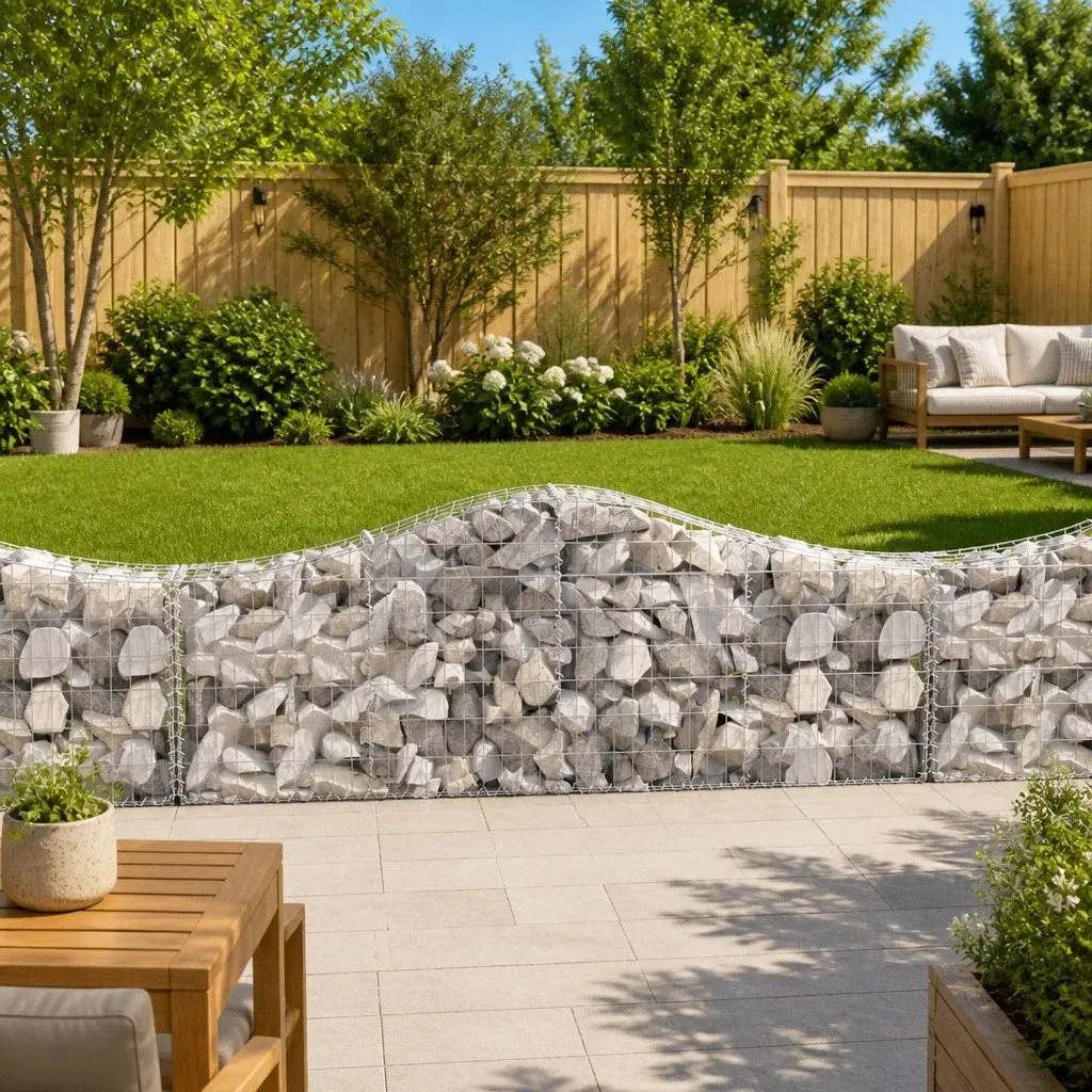 Arched Gabion Baskets Garden Barriers 5 Piece Silver
