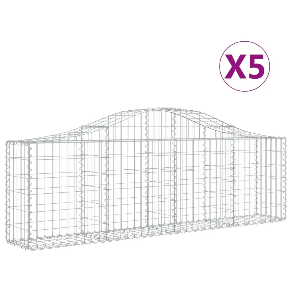 Arched Gabion Baskets Garden Barriers 5 Piece Silver