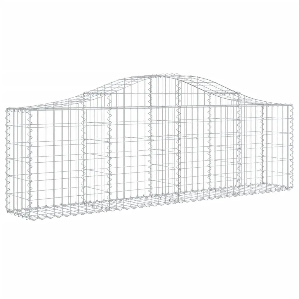 Arched Gabion Baskets Garden Barrier Decorative Outdoor 6 Piece Silver 200 x 30 x 60/80 cm