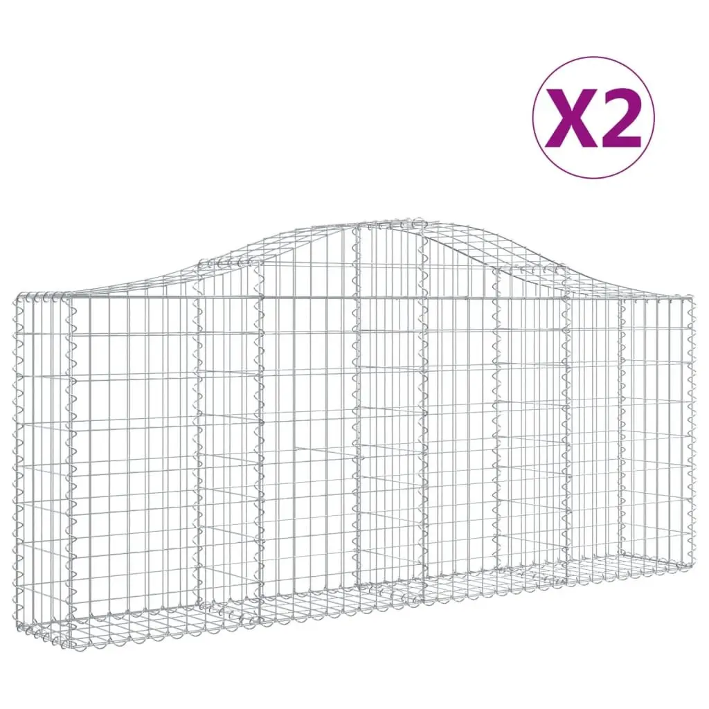 Arched Gabion Baskets Garden Barrier 200 x 30 x 80 100 cm Silver 2 Piece