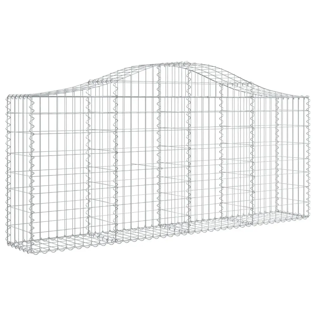 Arched Gabion Baskets Garden Barrier 200 x 30 x 80 100 cm Silver 2 Piece