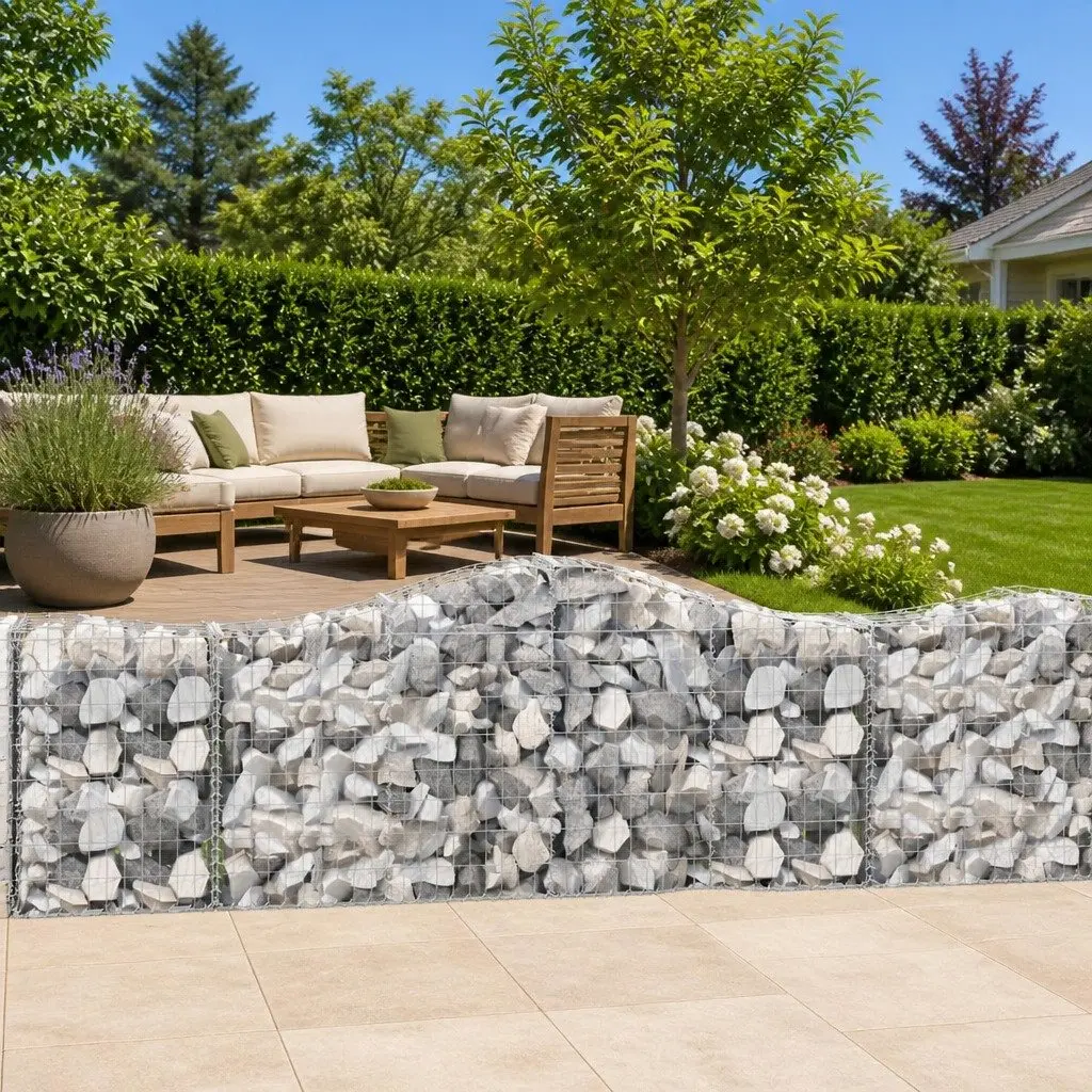 Arched Gabion Baskets Garden Barrier 3 pcs Decorative Outdoor Silver