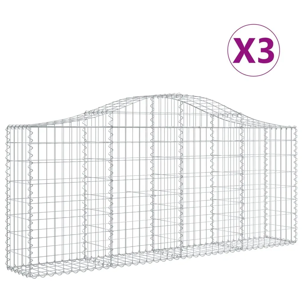 Arched Gabion Baskets Garden Barrier 3 pcs Decorative Outdoor Silver