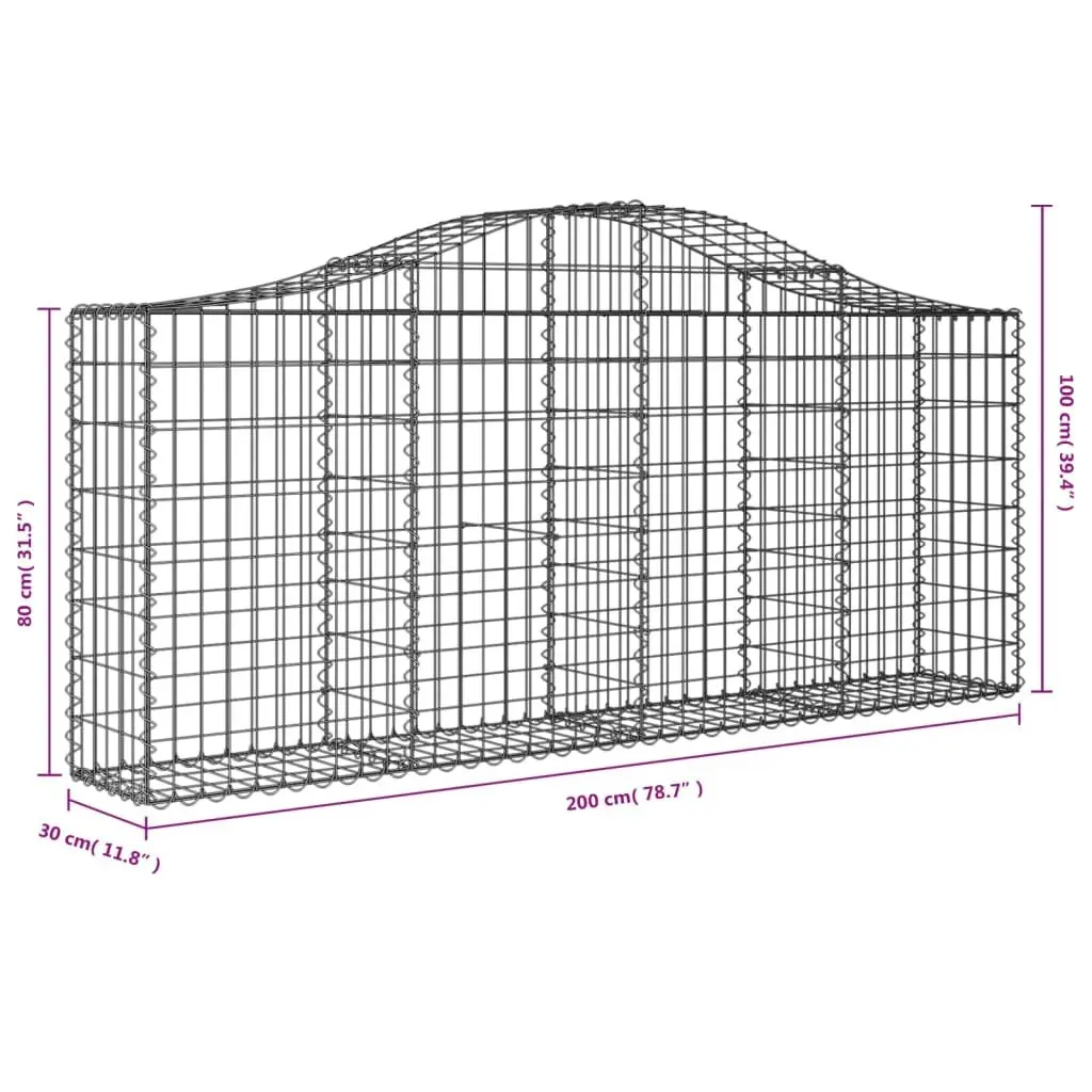 Arched Gabion Baskets Garden Barrier 3 pcs Decorative Outdoor Silver