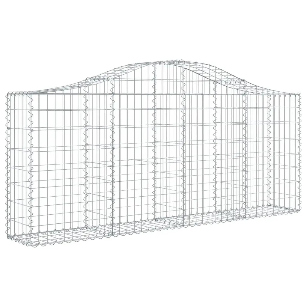 Arched Gabion Baskets Garden Retaining Wall Barrier 200 x 30 x 80/100 cm Silver 4 Piece