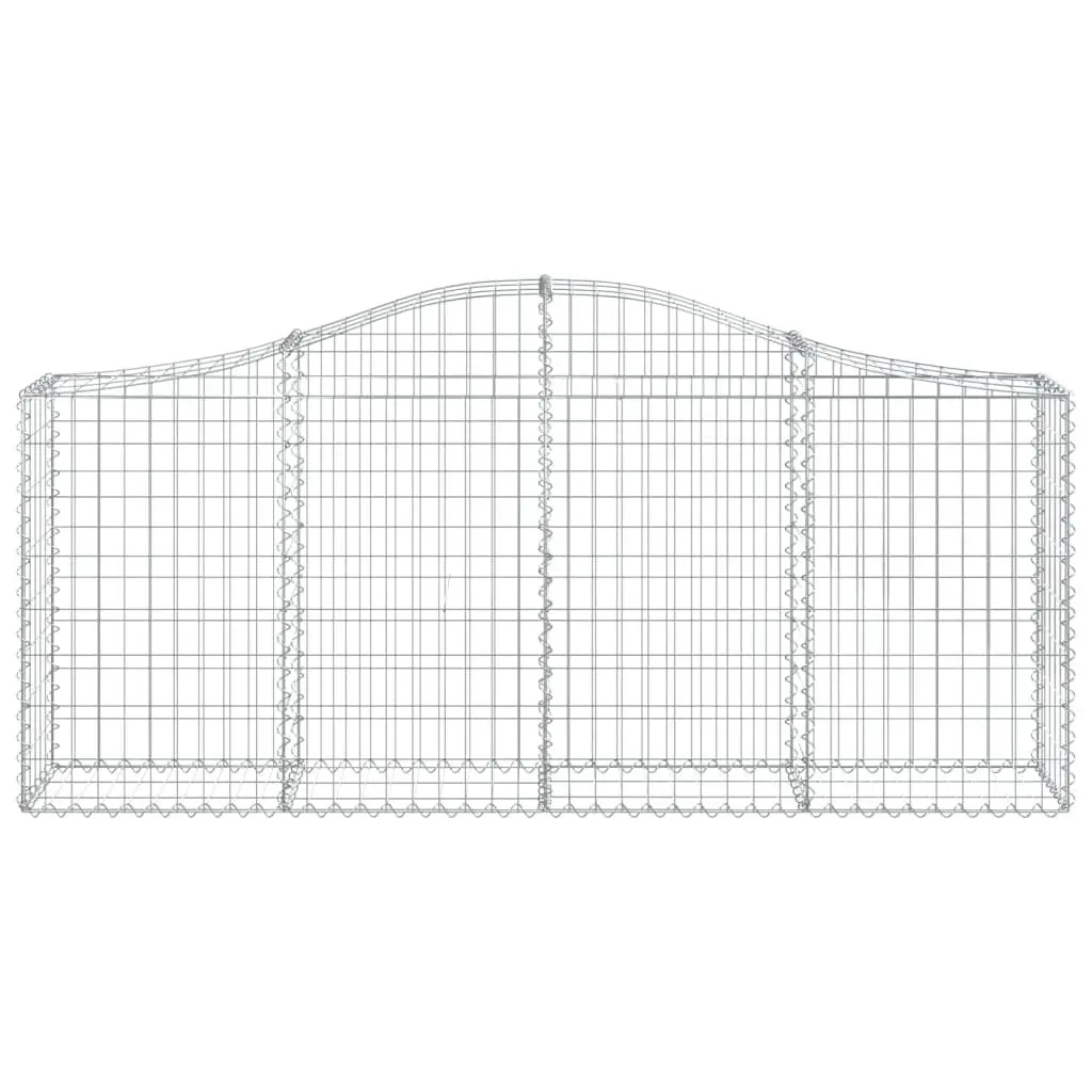 Arched Gabion Baskets Garden Retaining Wall Barrier 200 x 30 x 80/100 cm Silver 4 Piece
