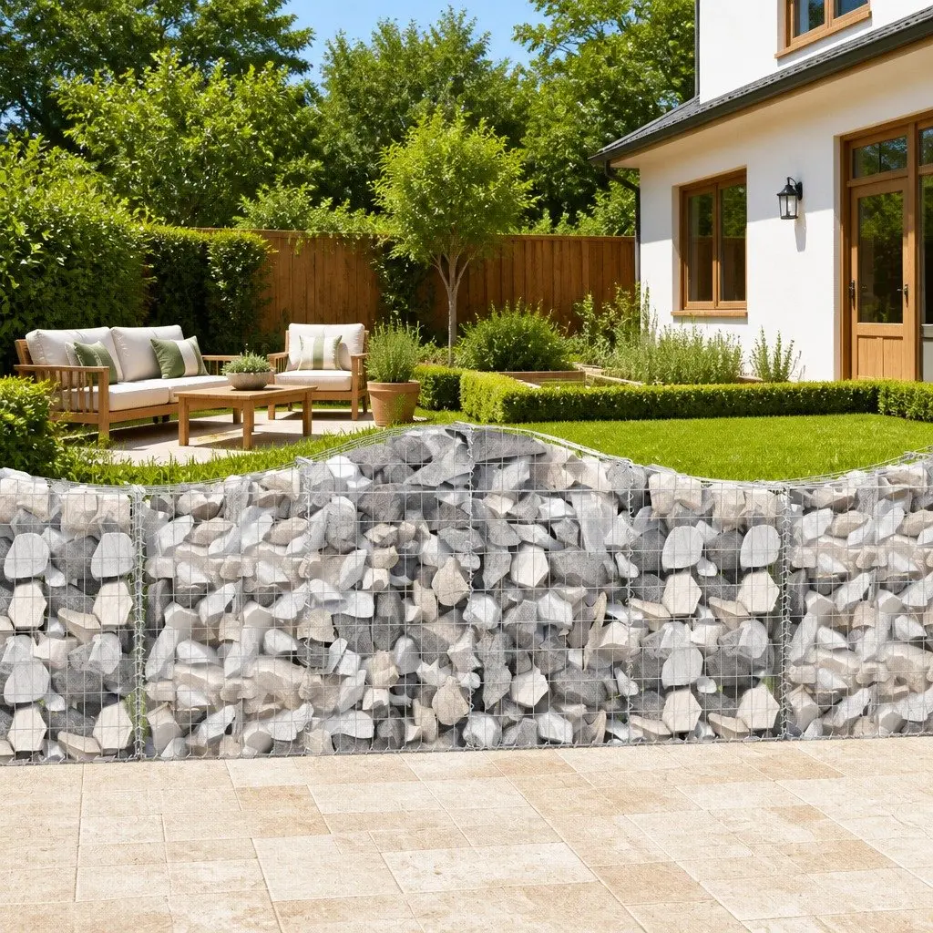 Arched Gabion Baskets Garden Retaining Wall Barriers 5 Piece Silver
