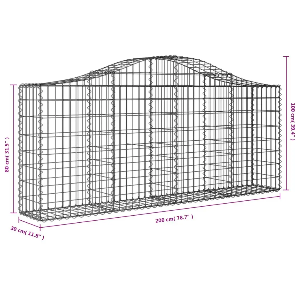 Arched Gabion Baskets Garden Retaining Wall Barriers 5 Piece Silver