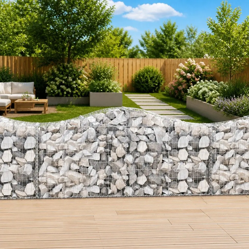Arched Gabion Baskets 8 pcs Garden Barrier Retaining Wall Outdoor Decorative