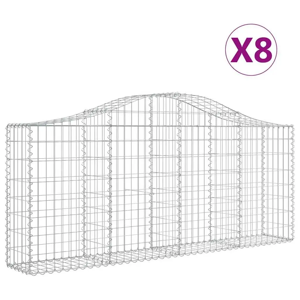 Arched Gabion Baskets 8 pcs Garden Barrier Retaining Wall Outdoor Decorative