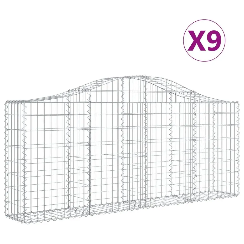 Arched Gabion Baskets 9 Pieces Garden Barrier Retaining Wall Decorative Outdoor