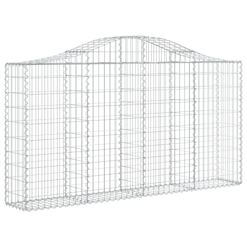 Arched Gabion Baskets Garden Barrier Retaining Wall 200 x 30 x 100120 cm Silver 2 Pieces
