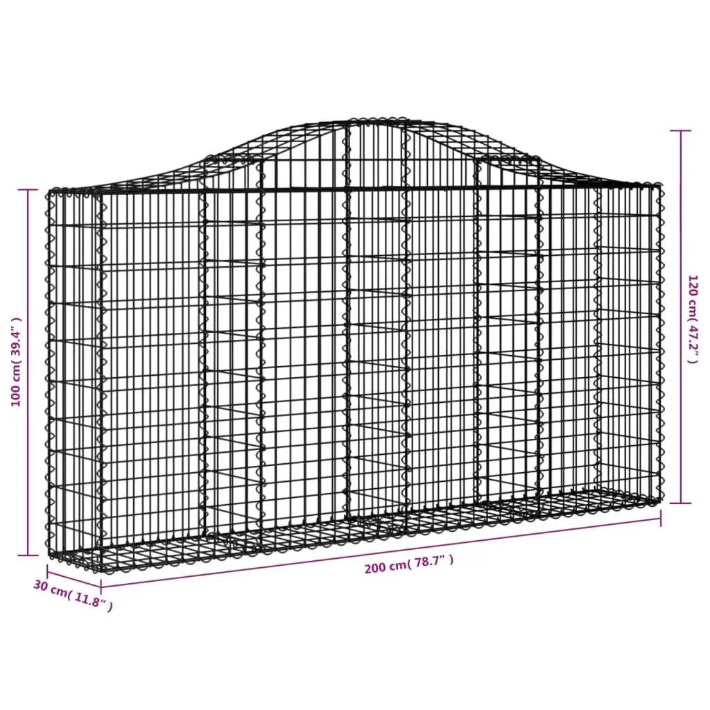 Arched Gabion Baskets Garden Barrier Retaining Wall 200 x 30 x 100120 cm Silver 2 Pieces