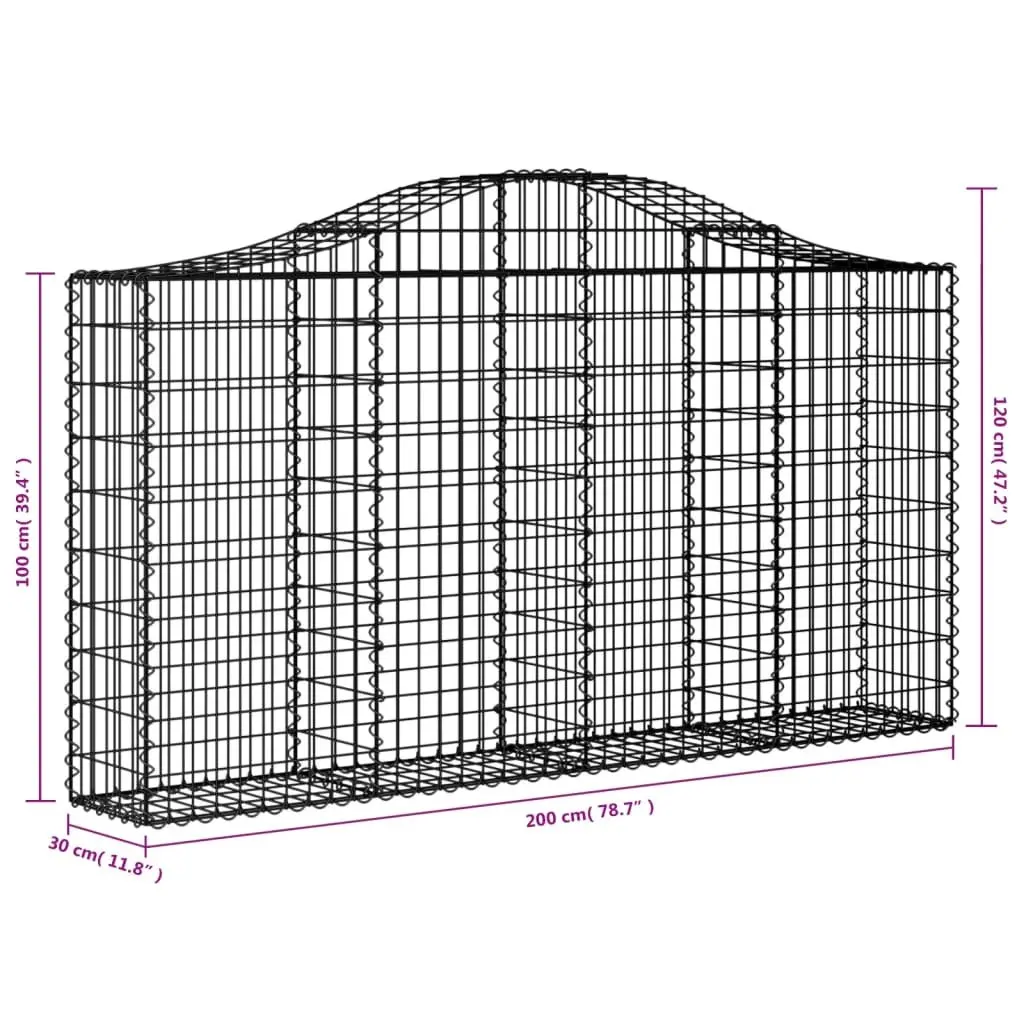 Arched Gabion Baskets Garden Barrier 200 x 30 x 100120 cm Silver 3 Piece