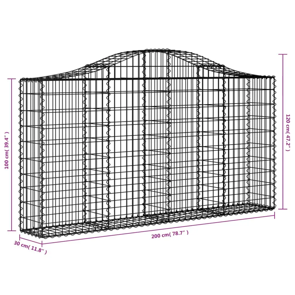Arched Gabion Baskets Garden Barrier Decorative Retaining Wall 200x30x100120cm Silver 4 Piece