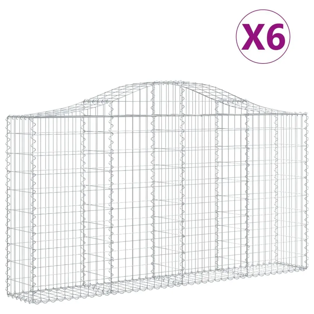 Arched Gabion Baskets Garden Barrier Retaining Wall 200 x 30 x 100120 cm Silver 6 Piece