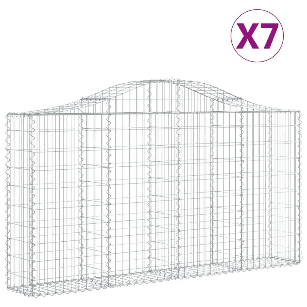 Arched Gabion Baskets Garden Barrier 7 Piece Silver