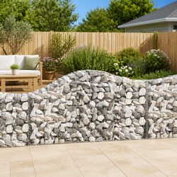Arched Gabion Baskets 9 pcs Garden Barrier Retaining Wall Decorative Outdoor