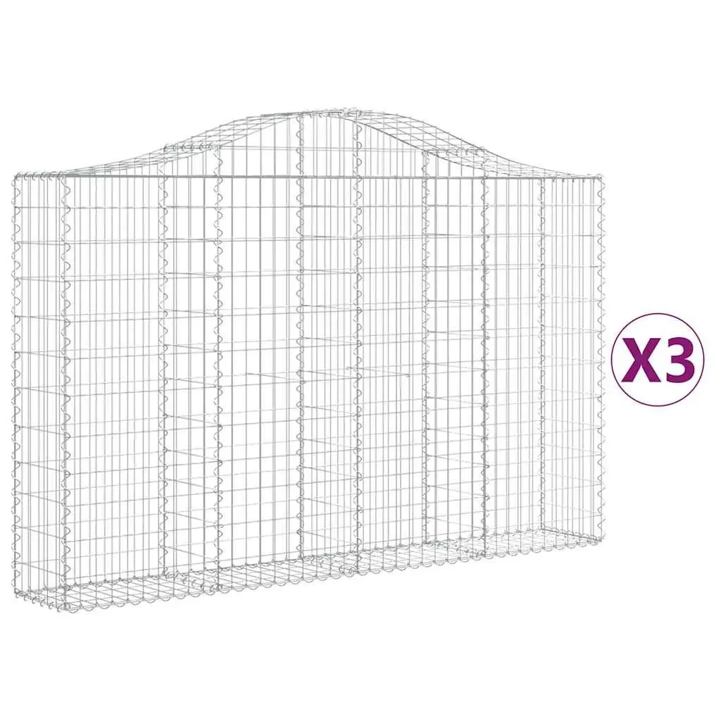 Arched Gabion Baskets Garden Barrier Retaining Wall 200 x 30 x 120140 cm Silver 3 Piece