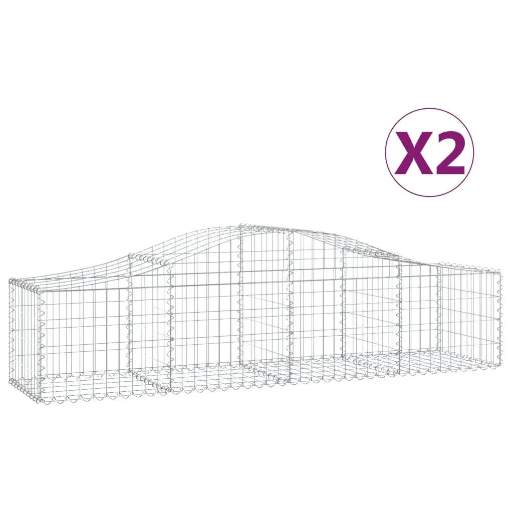 Arched Gabion Baskets Garden Barrier Decorative Retaining Wall 2 Piece Silver