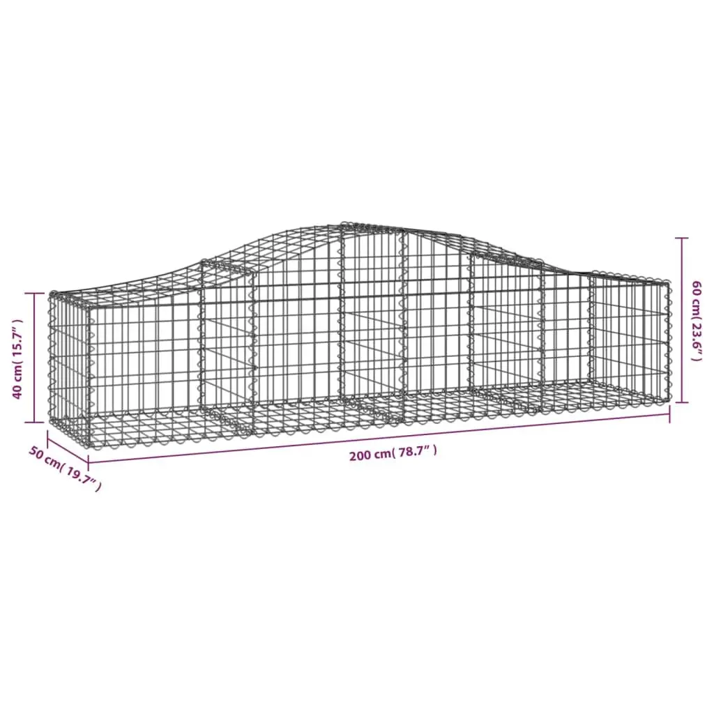 Arched Gabion Baskets Garden Barrier 3 Pieces Decorative Outdoor Retaining Wall Silver