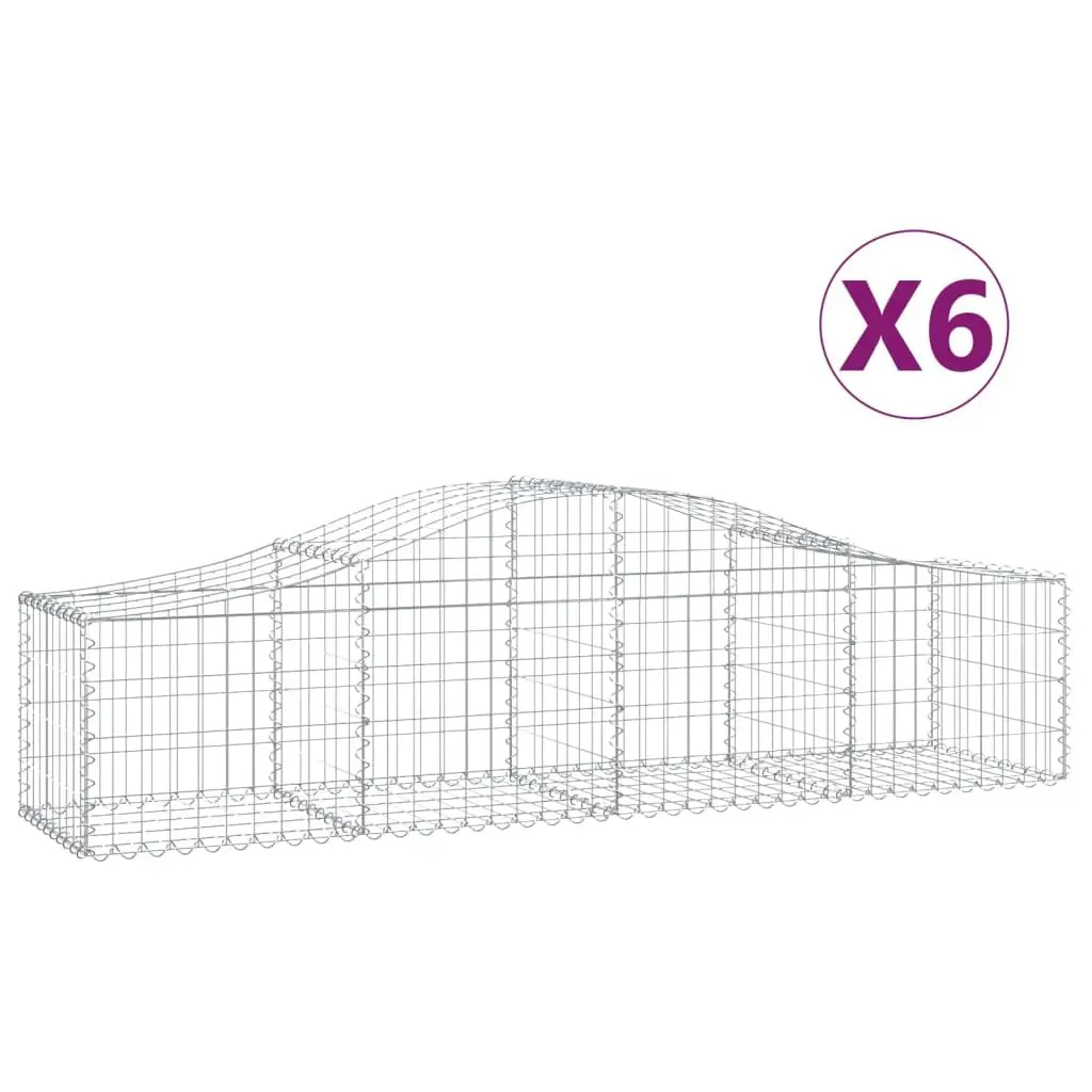 Arched Gabion Baskets Garden Retaining Wall Decorative 200x50x40/60cm Silver 6 Piece