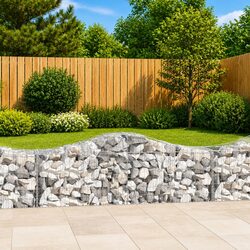 Arched Gabion Baskets 2 pcs 200x50x60/80 cm Garden Barrier Retaining Wall Decor
