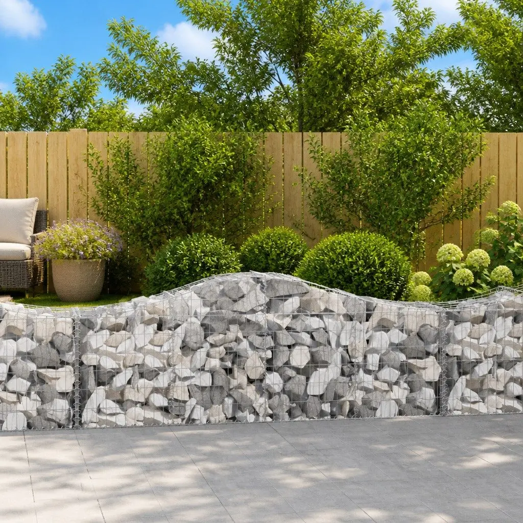 Arched Gabion Baskets Garden Barrier 200x50x60/80 cm Silver 3 Piece
