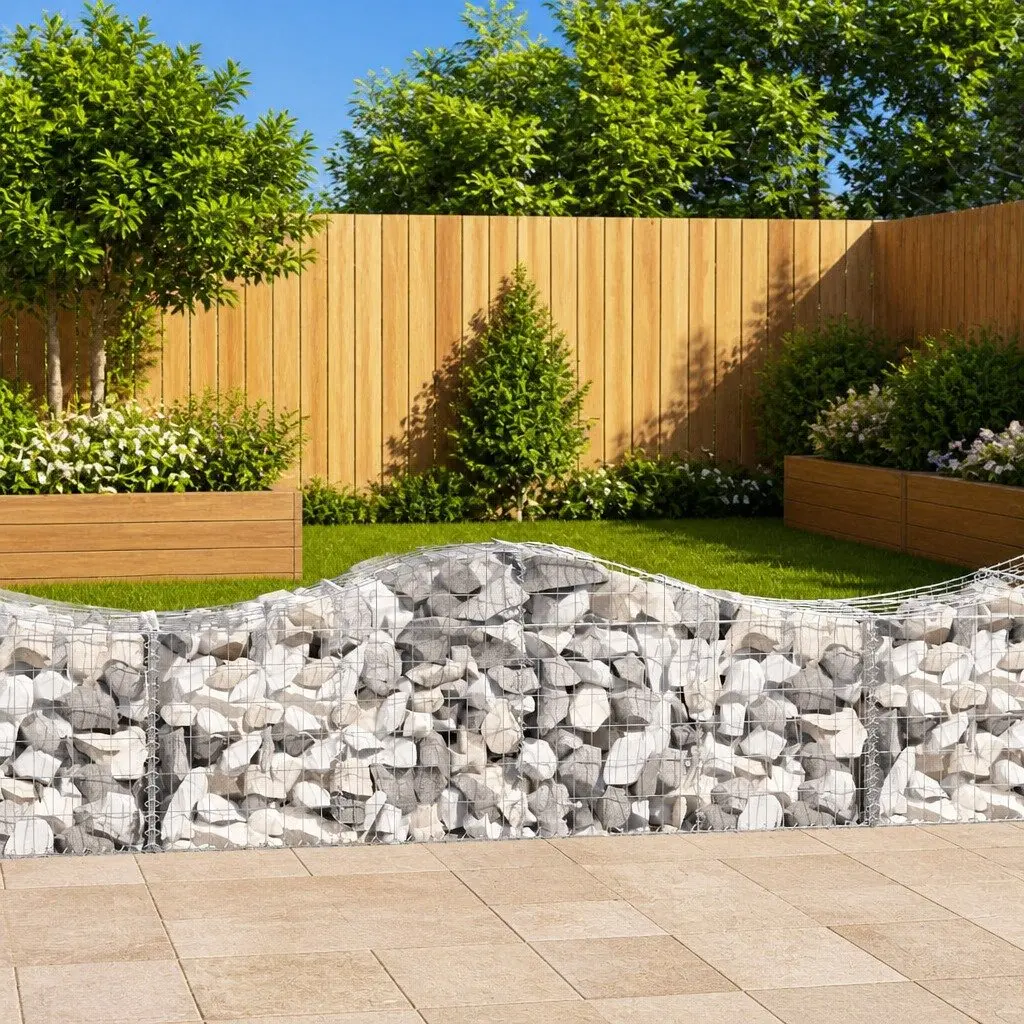 Arched Gabion Baskets Garden Barrier 5 Piece Silver