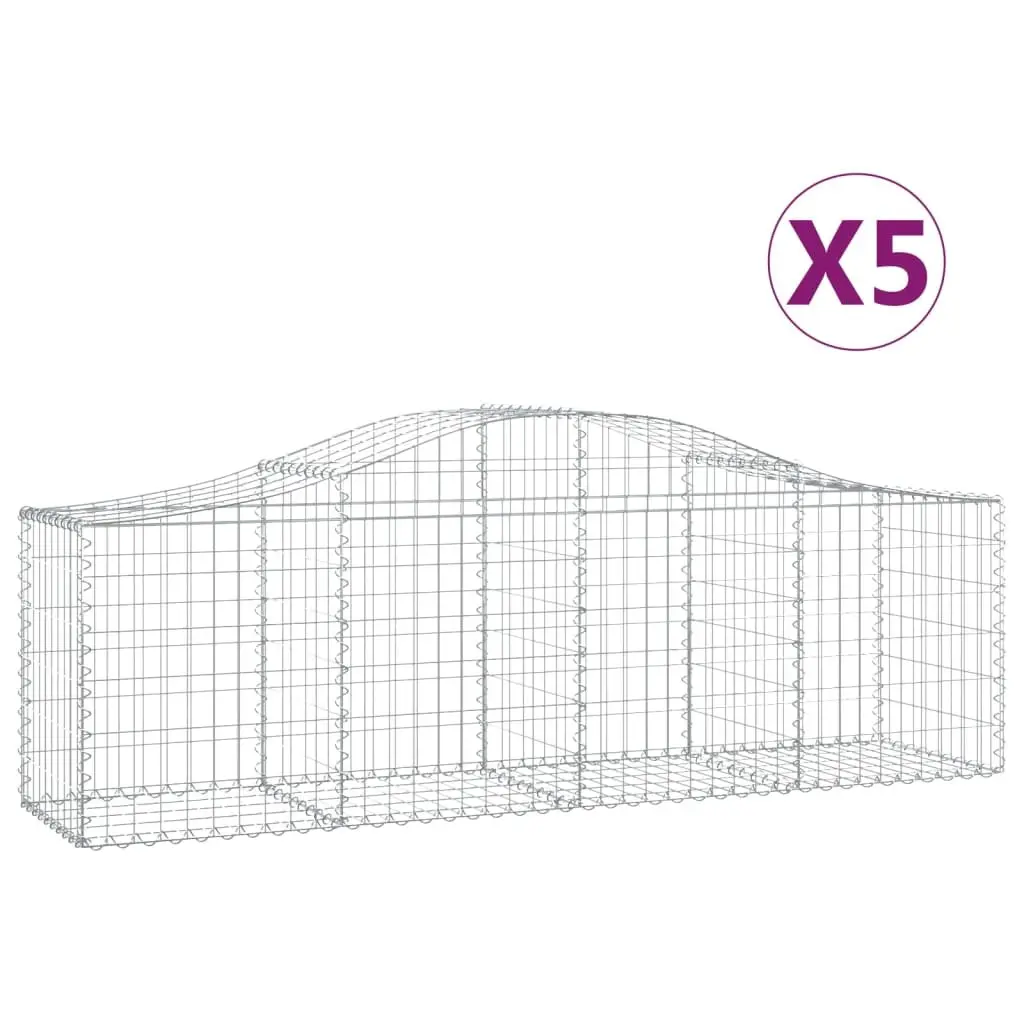 Arched Gabion Baskets Garden Barrier 5 Piece Silver