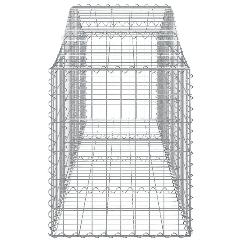 Arched Gabion Baskets Set 7 pcs Decorative Barrier Garden Retaining Wall Silver 200x50x60/80 cm