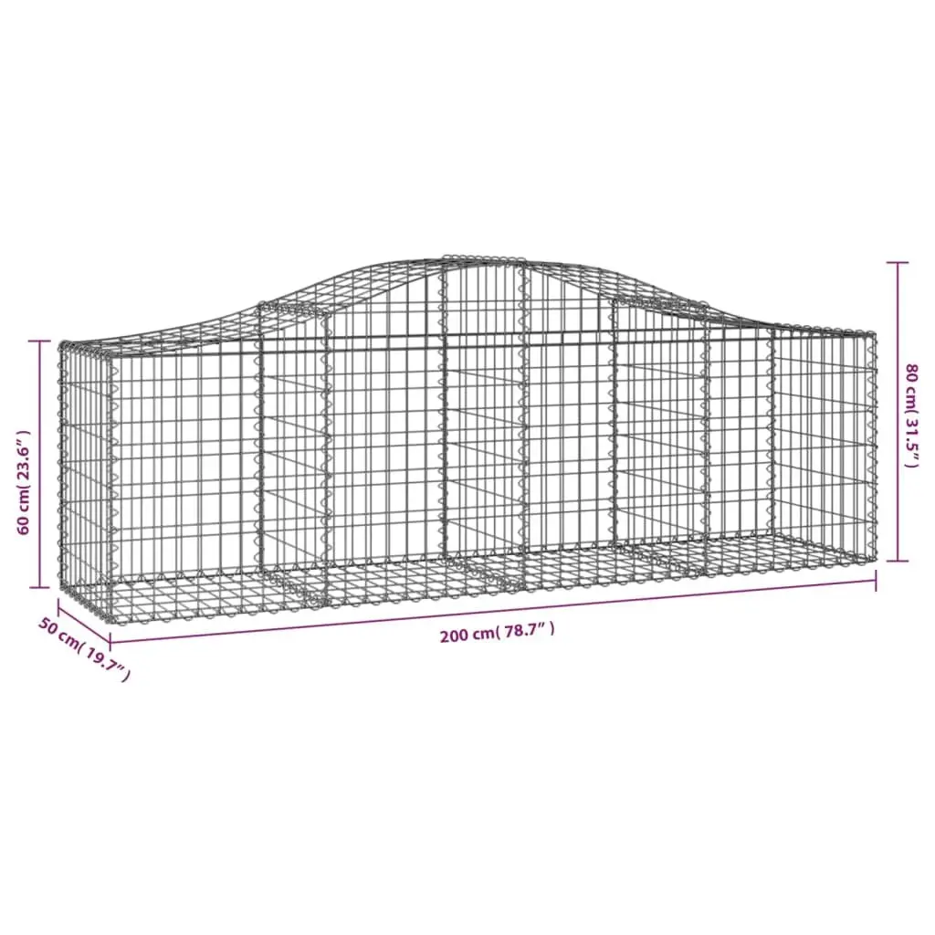 Arched Gabion Baskets Set 8 Piece Garden Decorative Barrier Outdoor Retaining Wall Silver