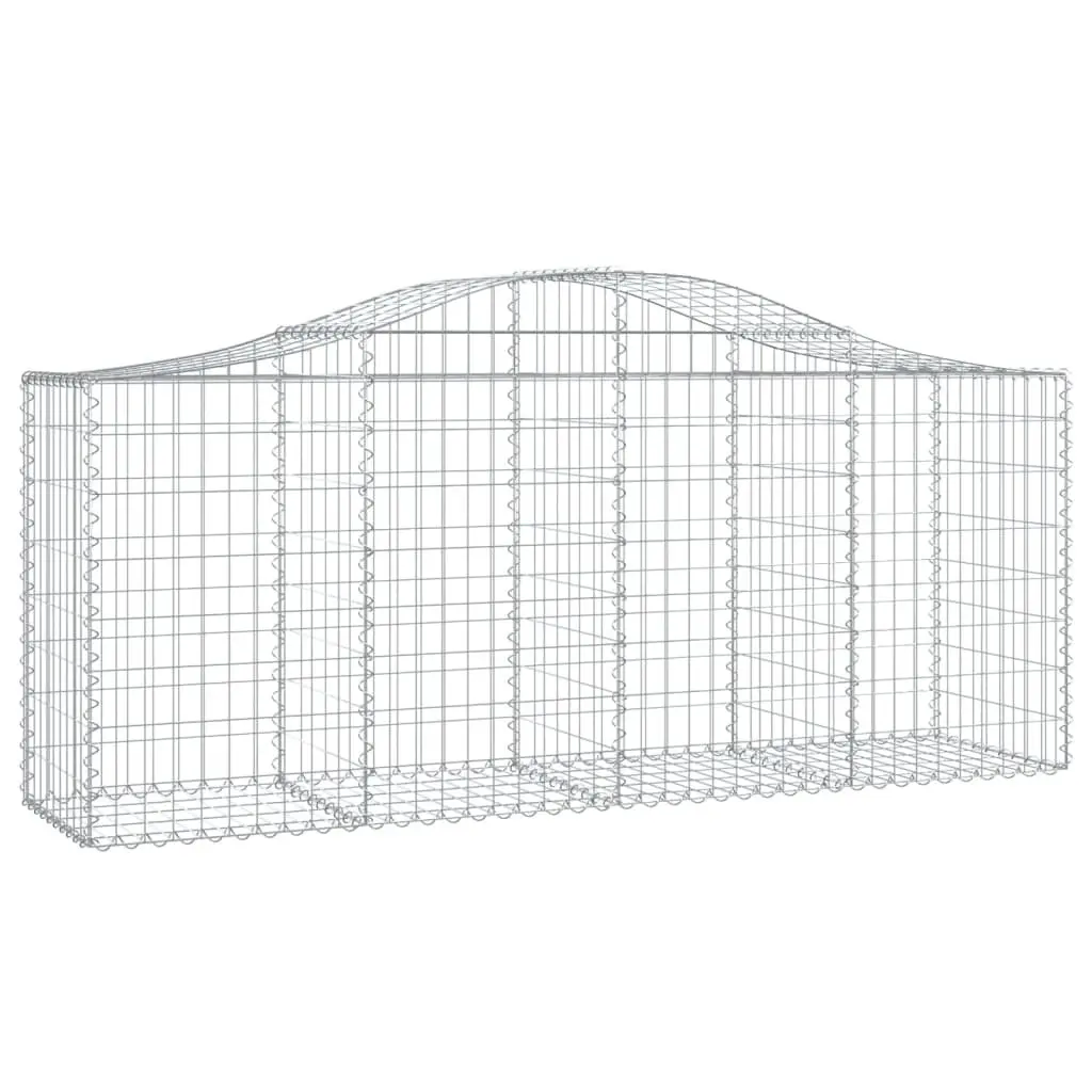 Arched Gabion Baskets Garden Retaining Wall Cage 200x50x80/100 cm Silver 8 Piece