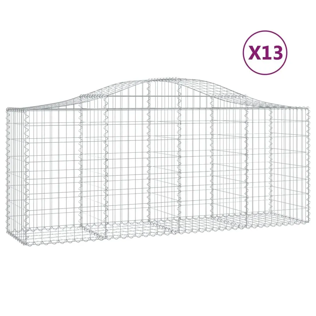 Arched Gabion Baskets Garden Barrier Decorative 200x50x80cm Silver 13 Piece
