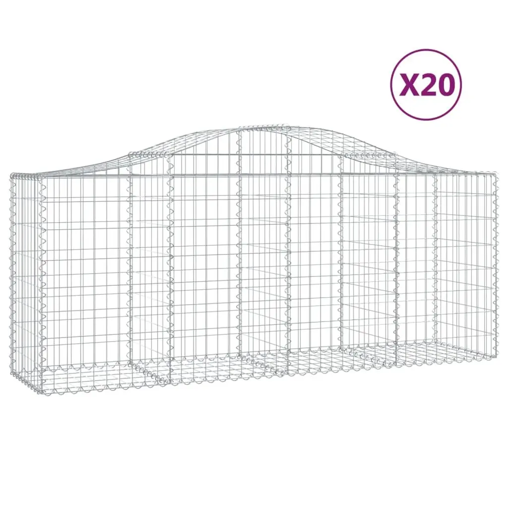 Gabion Baskets Arched Garden Barrier 20 Piece Silver Outdoor Retaining Wall Decorative