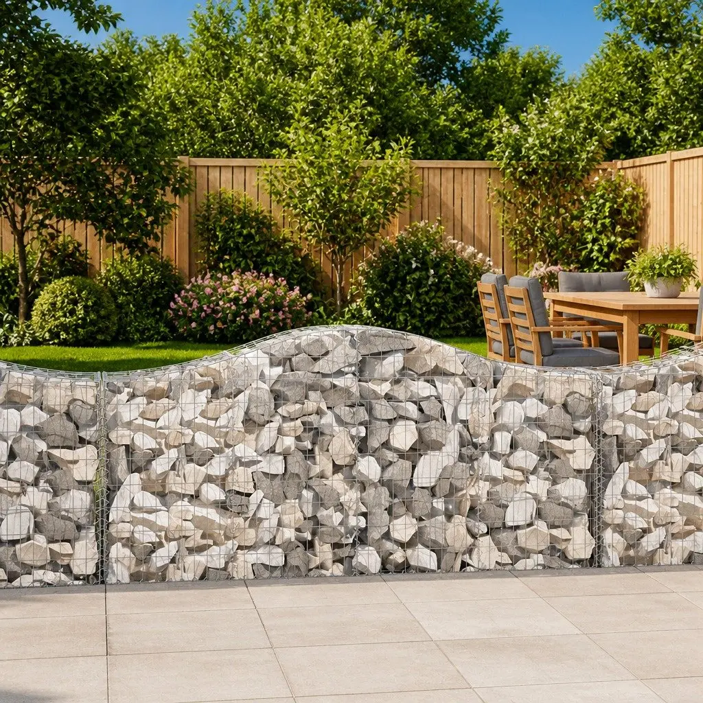 Arched Gabion Baskets 25 pcs Garden Barrier Retaining Wall Outdoor Decorative