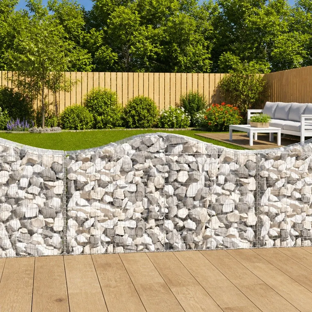 Arched Gabion Baskets Garden Barrier Retaining Wall 200x50x100120cm Silver 7 Piece