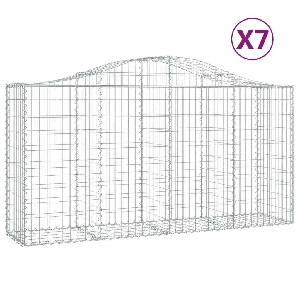 Arched Gabion Baskets Garden Barrier Retaining Wall 200x50x100120cm Silver 7 Piece