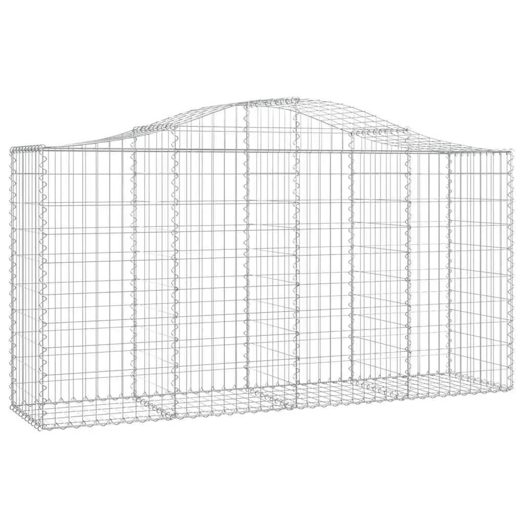 Arched Gabion Baskets Garden Barrier Decorative Outdoor 200 x 50 x 100/120 cm Silver 8 Piece