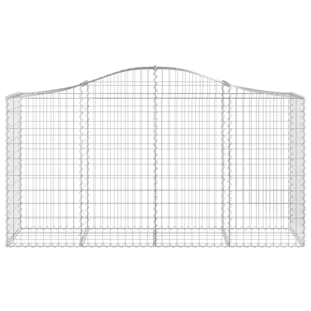 Arched Gabion Baskets Garden Barrier Decorative Outdoor 200 x 50 x 100/120 cm Silver 8 Piece