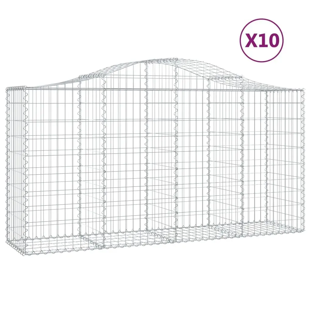 Arched Gabion Baskets Garden Barrier Decorative Outdoor 200x50x100120cm Silver 10 Piece