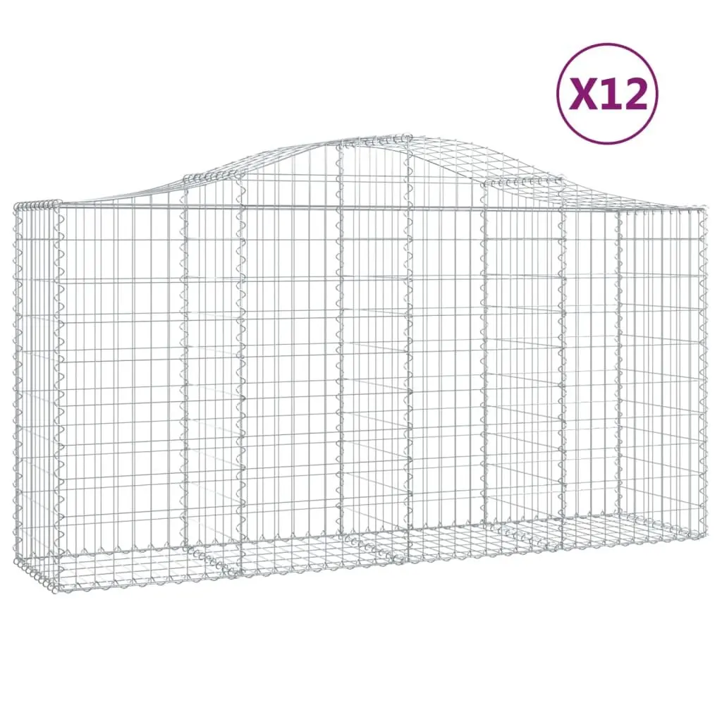 Arched Gabion Baskets Garden Barrier Decorative 200x50x100120cm Silver 12 Piece