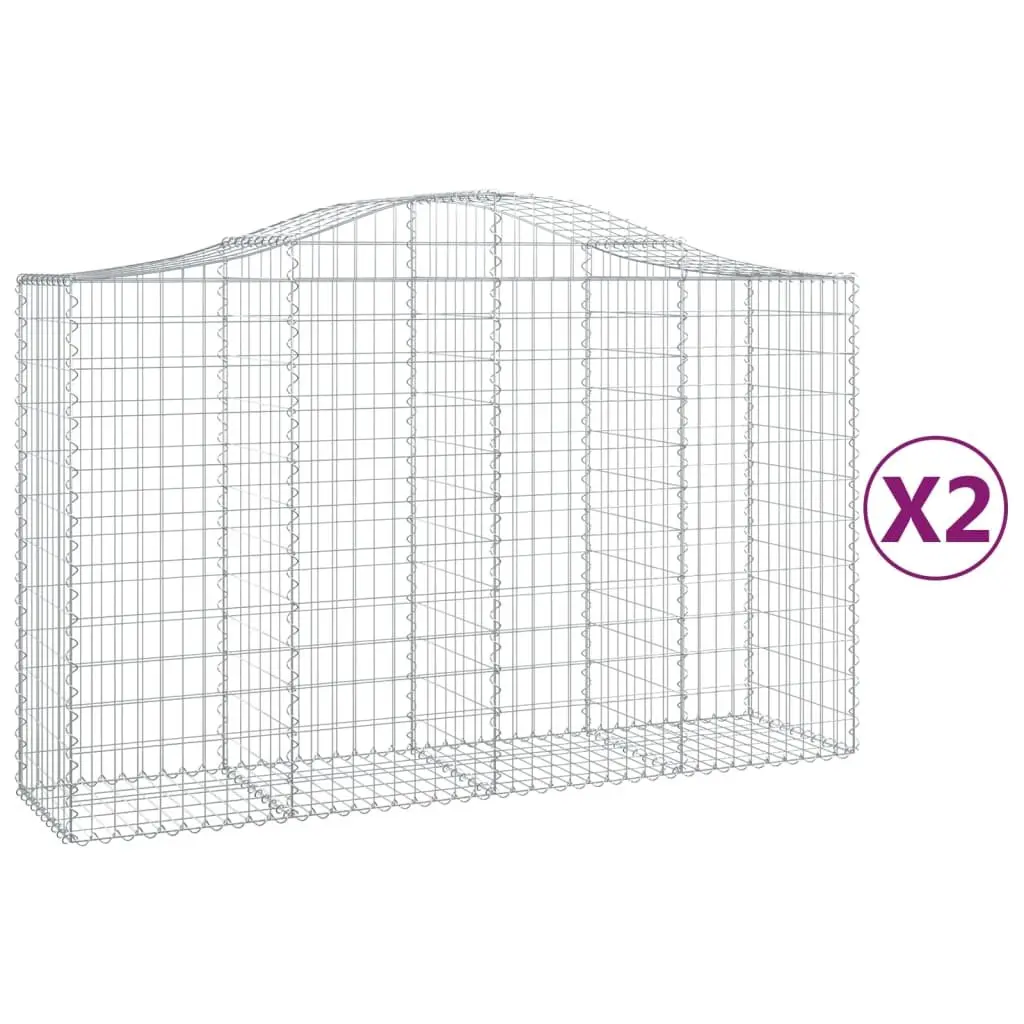Arched Gabion Baskets Decorative Garden Retaining Wall 200x50x120140 cm Silver 2 Piece