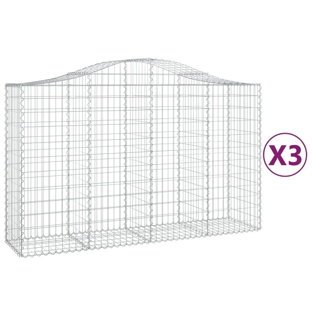 Arched Gabion Baskets Garden Barrier 200 x 50 x 120140 cm Silver 3 Piece