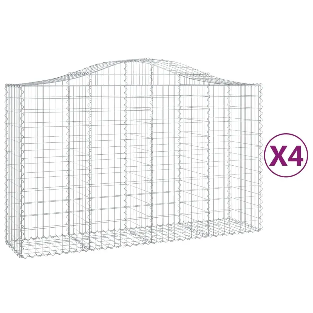 Arched Gabion Baskets Garden Barrier Sound-Insulating Retaining Wall Silver 200 x 50 x 120/140 cm 4 Piece