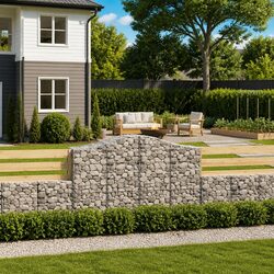 Arched Gabion Baskets 5 pcs Garden Barrier Retaining Wall Decorative Outdoor
