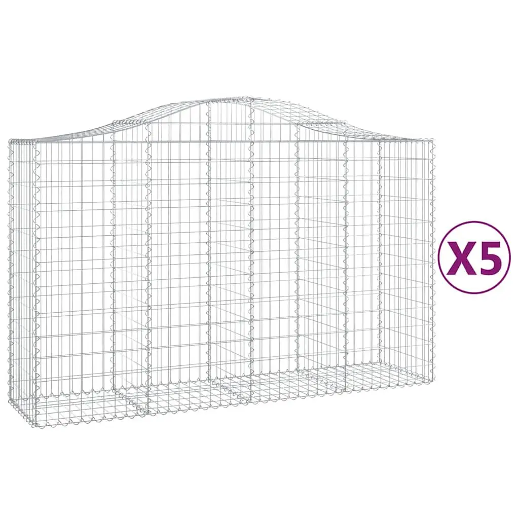 Arched Gabion Baskets 5 pcs Garden Barrier Retaining Wall Decorative Outdoor