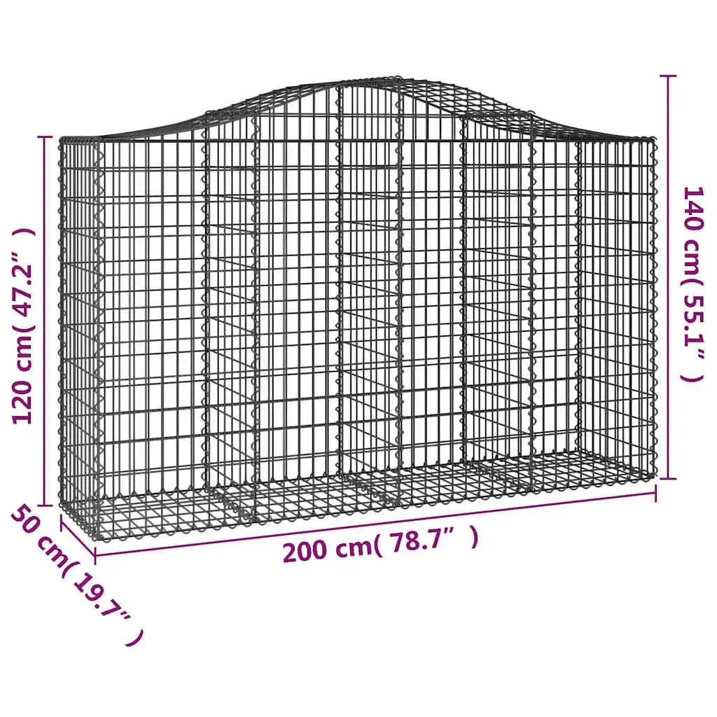Arched Gabion Baskets 5 pcs Garden Barrier Retaining Wall Decorative Outdoor