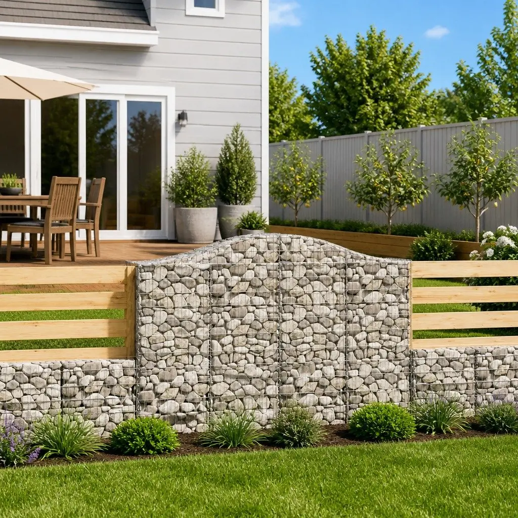 Arched Gabion Baskets Garden Barrier 200x50x140160cm Silver 2 Piece